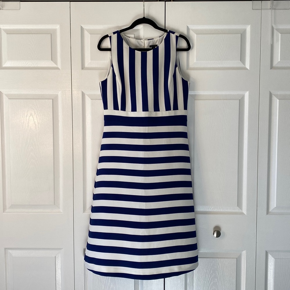Brand new navy and white striped Ann Taylor dress
